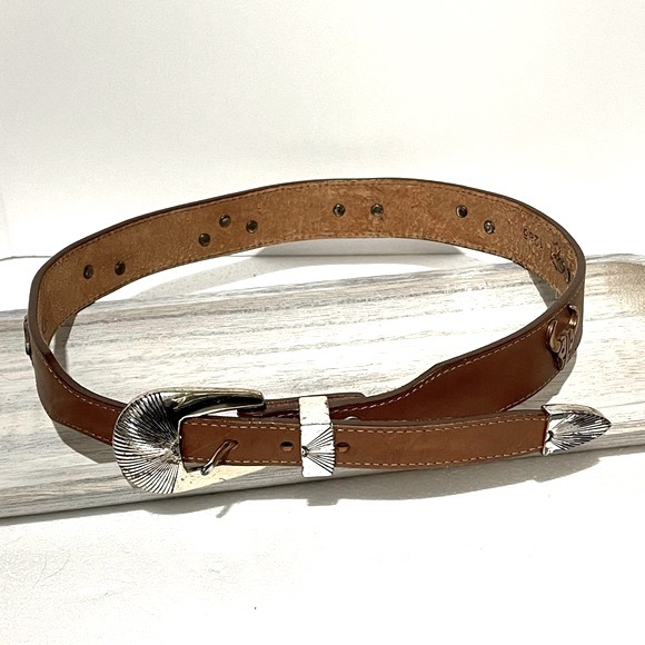 Silver Creek Collection Brown Leather Silver Charm Western Belt Size Small - Picture 5 of 16